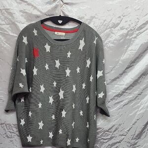 OVLA Gray Star Sweater Top Womens Size Large Soft Knit Casual